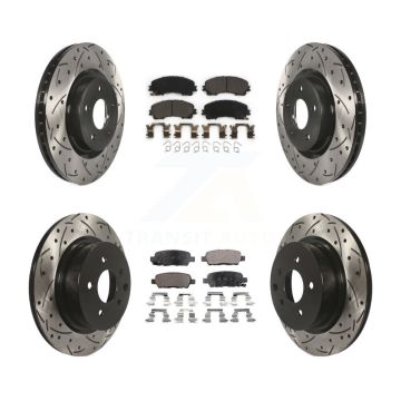 Front Rear Coated Drill Slot Disc Brake Rotor Ceramic Pad Kit For 2016-2017 INFINITI QX50 KDT-100402