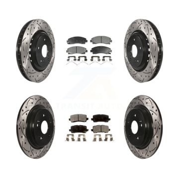 Front Rear Coated Drilled Slot Disc Brake Rotor & Ceramic Pad Kit For 2015-2020 Acura TLX KDT-100403