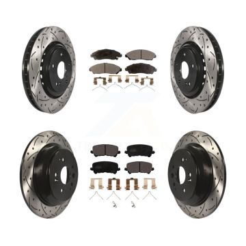 Front Rear Coated Drilled Slot Disc Brake Rotor & Ceramic Pad Kit For 2014-2016 Acura MDX KDT-100404