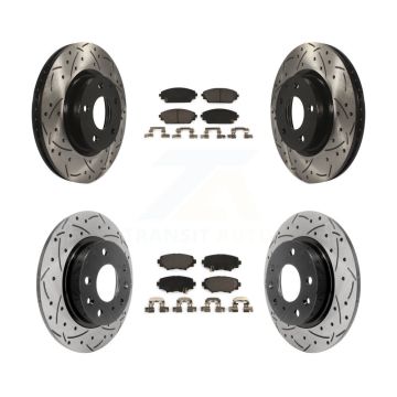 Front Rear Coated Drilled Slotted Disc Brake Rotors And Ceramic Pad Kit For Mazda 3 Sport KDT-100405