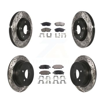 Front Rear Coated Drilled Slotted Disc Brake Rotors And Ceramic Pad Kit For Nissan Sentra KDT-100408