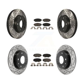Front Rear Coated Drilled Slotted Disc Brake Rotors And Ceramic Pad Kit For Mazda 3 Sport KDT-100409