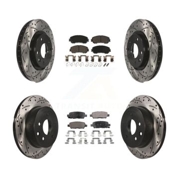Front Rear Drilled Slot Disc Brake Rotor & Ceramic Pad Kit For Nissan Rogue Sport Qashqai KDT-100414