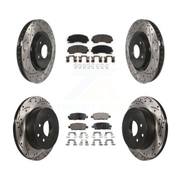 Front Rear Coated Drilled Slotted Disc Brake Rotors And Ceramic Pads Kit For Nissan Rogue KDT-100415