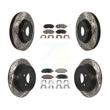 Front Rear Coated Drilled Slotted Disc Brake Rotors And Ceramic Pad Kit For Nissan Altima KDT-100416