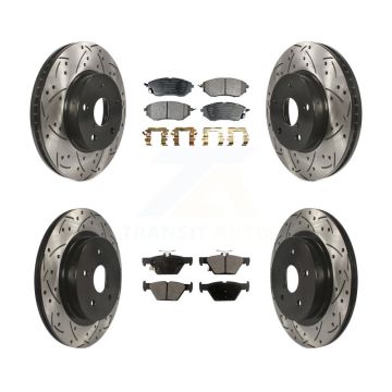 Front Rear Coated Drill Slot Disc Brake Rotor Ceramic Pad Kit For 2015 Subaru Legacy 2.5L KDT-100417
