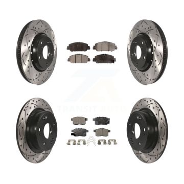 Front Rear Coated Drilled Slotted Disc Brake Rotors And Ceramic Pads Kit For Honda Accord KDT-100420