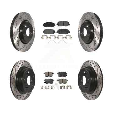 Front Rear Coated Drilled Slotted Disc Brake Rotors And Ceramic Pads Kit For Honda Accord KDT-100421