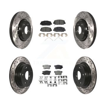 Front Rear Coated Drilled Slot Disc Brake Rotor & Ceramic Pad Kit For 2017-2022 Acura ILX KDT-100422