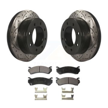 Rear Drill Slot Brake Rotor Ceramic Pad Kit For Chevrolet GMC Sierra 2500 HD Silverado XL KDT-100424