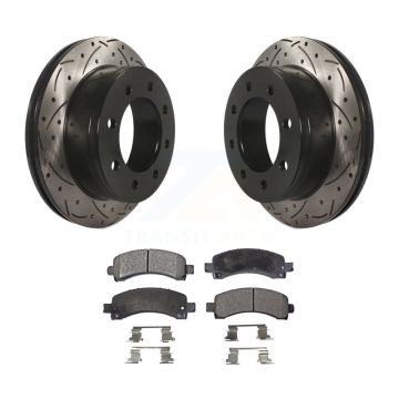 Rear Drilled Slot Brake Rotors Ceramic Pad Kit For GMC Chevrolet Savana 2500 Express 3500 KDT-100425