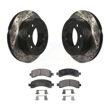 Rear Drilled Slot Brake Rotors Ceramic Pad Kit For Chevrolet GMC Express 2500 Savana 3500 KDT-100427