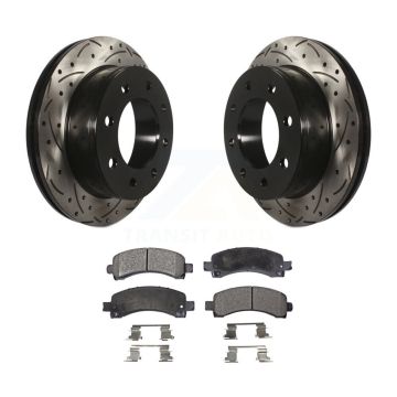 Rear Drilled Slot Brake Rotors Ceramic Pad Kit For GMC Chevrolet Savana 3500 2500 Express KDT-100428