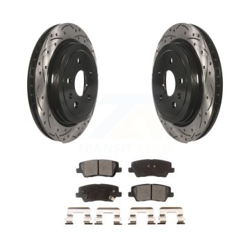 Rear Coated Drilled Slotted Disc Brake Rotors And Ceramic Pads Kit For Cadillac CTS KDT-100435