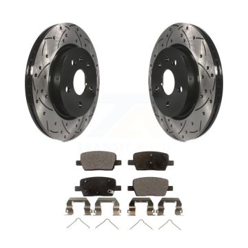 Rear Coated Drill Slot Disc Brake Rotor Ceramic Pad Kit For Chevrolet Camaro Cadillac CT6 KDT-100440