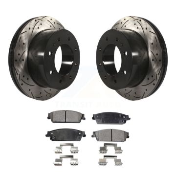 Rear Drill Slot Disc Brake Rotor Ceramic Pad Kit For 2011 Chevrolet Silverado 1500 Hybrid KDT-100441
