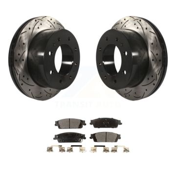 Rear Coated Drilled Slotted Disc Brake Rotors And Ceramic Pads Kit For Chevrolet Suburban KDT-100443