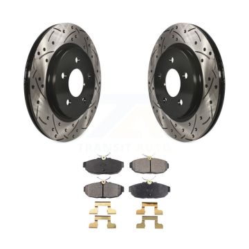 Rear Coated Drilled Slotted Disc Brake Rotors And Ceramic Pads Kit For Ford Mustang KDT-100447