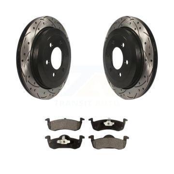 Rear Drilled Slot Disc Brake Rotors Ceramic Pad Kit For Ford Expedition Lincoln Navigator KDT-100457