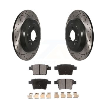 Rear Drill Slot Disc Brake Rotor Ceramic Pad Kit For Ford Five Hundred Freestyle Taurus X KDT-100458