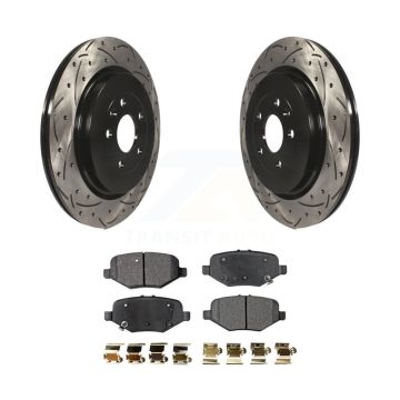 Rear Drilled Slot Brake Rotors Ceramic Pad Kit For Ford Explorer Flex Taurus Police Sedan KDT-100465