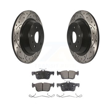 Rear Coated Drilled Slotted Disc Brake Rotors Ceramic Pad Kit For Ford Fusion Lincoln MKZ KDT-100467
