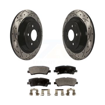 Rear Coated Drilled Slotted Disc Brake Rotors And Ceramic Pads Kit For Ford Mustang KDT-100470