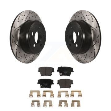 Rear Drilled Slot Brake Rotor & Ceramic Pad Kit For Dodge Chrysler 300 Charger Challenger KDT-100473