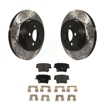 Rear Drilled Slot Brake Rotor & Ceramic Pad Kit For Dodge Chrysler 300 Charger Challenger KDT-100474