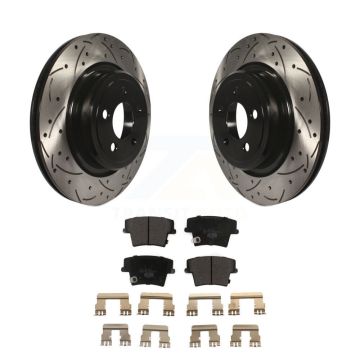 Rear Coated Drilled Slotted Disc Brake Rotor And Ceramic Pad Kit For Dodge Charger Magnum KDT-100475