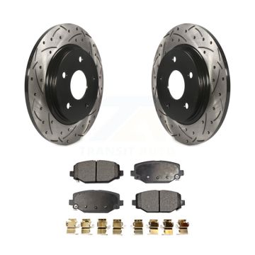Rear Coated Drilled Slotted Disc Brake Rotors And Ceramic Pad Kit For Dodge Grand Caravan KDT-100481