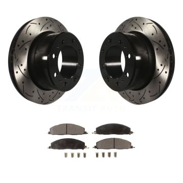 Rear Coated Drilled Slotted Disc Brake Rotor Ceramic Pad Kit For Ram 3500 2500 1500 Dodge KDT-100483