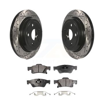 Rear Drill Slot Disc Brake Rotor Ceramic Pad Kit For Jeep Grand Cherokee Dodge Durango WK KDT-100485