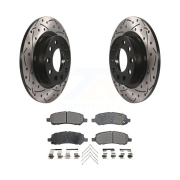 Rear Coated Drilled Slotted Disc Brake Rotor And Ceramic Pad Kit For 2013-2016 Dodge Dart KDT-100487