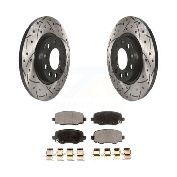 Rear Coated Drilled Slot Disc Brake Rotors Ceramic Pad Kit For Jeep Cherokee Chrysler 200 KDT-100488