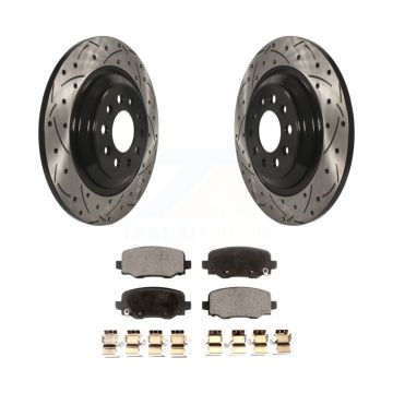 Rear Coated Drilled Slotted Disc Brake Rotors And Ceramic Pads Kit For Jeep Cherokee KDT-100489