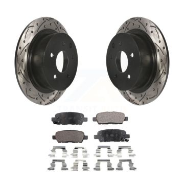 Rear Drilled Slot Disc Brake Rotor & Ceramic Pad Kit For Nissan Sentra Altima Juke Maxima KDT-100490