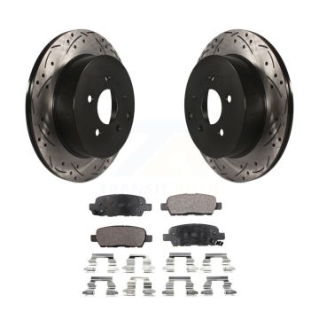 Rear Drilled Slot Brake Rotors Ceramic Pad Kit For Nissan Murano INFINITI Pathfinder QX60 KDT-100493
