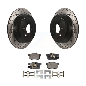 Rear Coated Drilled Slotted Disc Brake Rotor And Ceramic Pad Kit For Honda CR-V Acura RDX KDT-100496