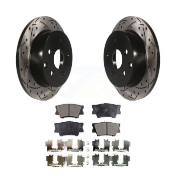 Rear Coated Drilled Slotted Disc Brake Rotor Ceramic Pad Kit For Toyota RAV4 Lexus HS250h KDT-100503