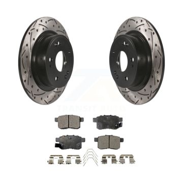 Rear Coated Drilled Slotted Disc Brake Rotor & Ceramic Pad Kit For Honda Accord Acura TSX KDT-100507
