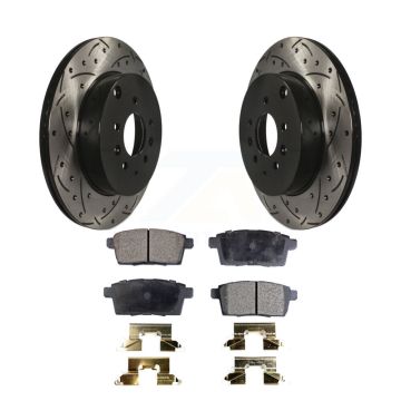 Rear Coated Drilled Slotted Disc Brake Rotor And Ceramic Pad Kit For 2007-2015 Mazda CX-9 KDT-100509
