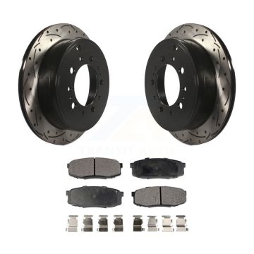 Rear Drilled Slot Brake Rotors Ceramic Pad Kit For Toyota Tundra Sequoia Lexus LX570 Land KDT-100510