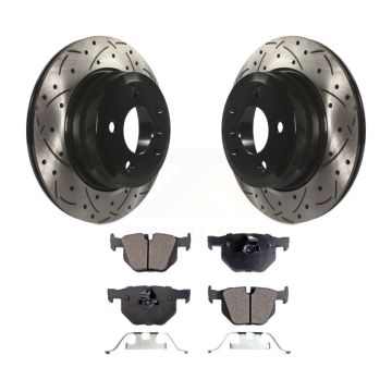 Rear Coated Drilled Slotted Disc Brake Rotors And Ceramic Pads Kit For BMW X5 X6 KDT-100511