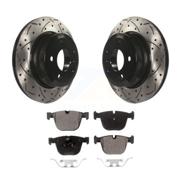 Rear Drilled Slot Disc Brake Rotor & Ceramic Pad Kit For 2009 BMW X6 xDrive35i From 10 08 KDT-100512