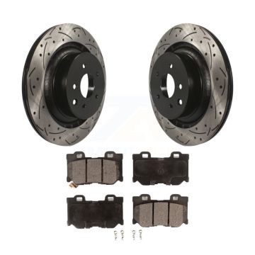Rear Coat Drill Slot Disc Brake Rotors Ceramic Pad Kit For INFINITI G37 Nissan 370Z Q60 Z KDT-100517