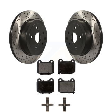 Rear Coated Drilled Slotted Disc Brake Rotor & Ceramic Pad Kit For Subaru Impreza WRX STI KDT-100519