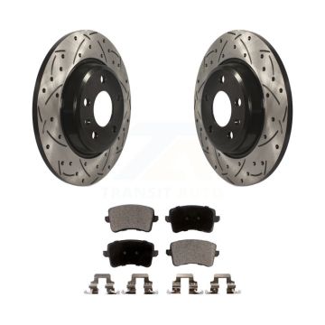Rear Drilled Slot Disc Brake Rotor & Ceramic Pad Kit For Audi Q5 A4 Quattro A5 allroad S5 KDT-100520