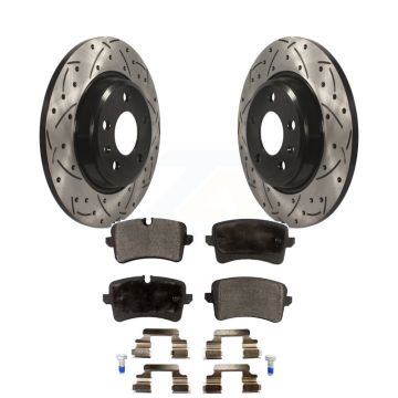 Rear Coated Drilled Slotted Disc Brake Rotors And Ceramic Pads Kit For Audi A7 Quattro A6 KDT-100521