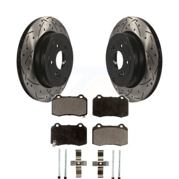 Rear Coated Drilled Slotted Disc Brake Rotors & Ceramic Pad Kit For Hyundai Genesis Coupe KDT-100524